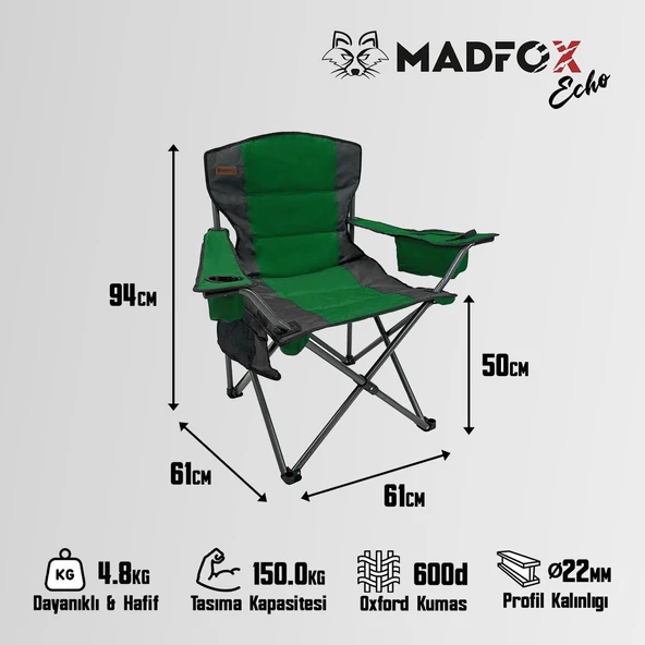 Madfox Echo Katlanır Kamp Sandalyesi Yeşil - Resim 2