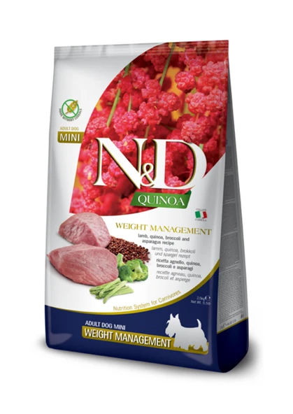 N&D Quinoa Dog Weight Management Kuzu Etli Küçük Irk Tahılsız Yetişkin Köpek Maması 2.5 Kg ürün görseli 1