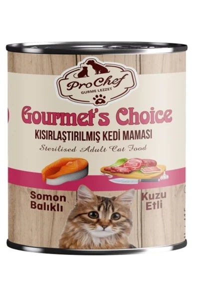 Prochef 20 Adet Gourmet's Choice Kısırlaştırılmış Kedi Maması 415 gr Somon Kuzu Etli Konserve Yaş Mama ürün görseli 1