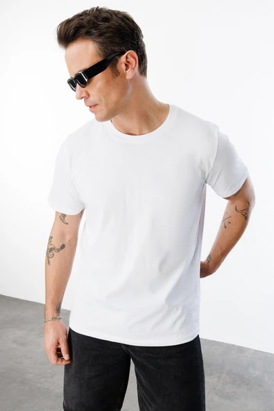 Erkek T-shirt %100 Pamuk Regular Fit Standart Kesim Bisiklet Yaka Basic Tişört BASIC-T-SHIRT1 ürün görseli 1