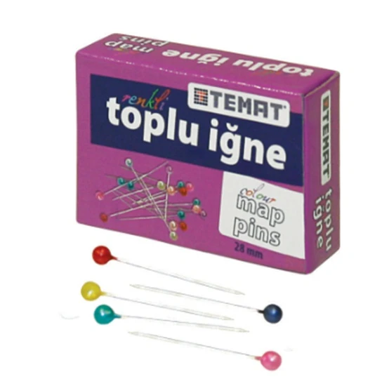 Temat Renkli Toplu İğne 25mm 25Li - 3 kutu ürün görseli 1
