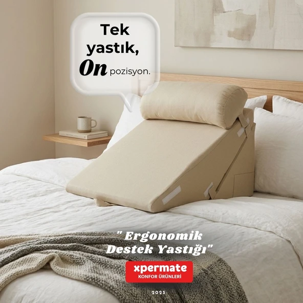 XPERMATE Ergonomik Destek Yastýðý – Baþ, Sýrt, Bel ve Bacak Desteði Bej ürün görseli 1