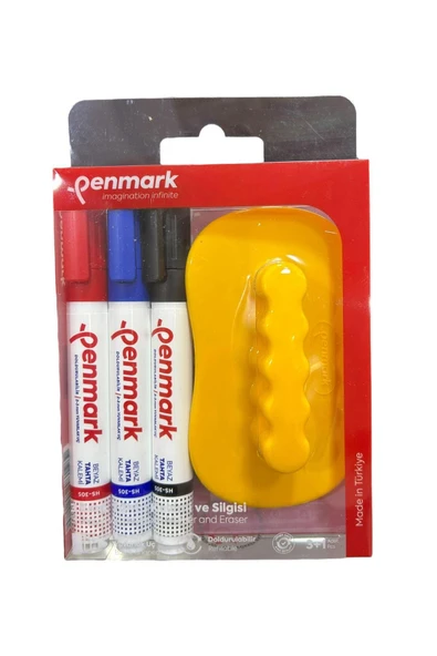 BEYAZ TAHTA KALEMİ 3 LÜ SET+SİLGİ 8683181702080 HS-305-TK3S 709711 ürün görseli 1