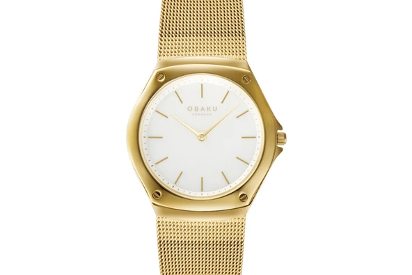 Obaku Denmark V316LXGWMG Quartz Hasır Kordon Altın Rengi Beyaz Kadran 33 mm Kadın Kol Saati ürün görseli 1