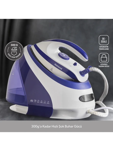 Homend Jetsteam 1165H Mor Beyaz 3000 W Buhar Kazanlı Ütü ürün görseli 1
