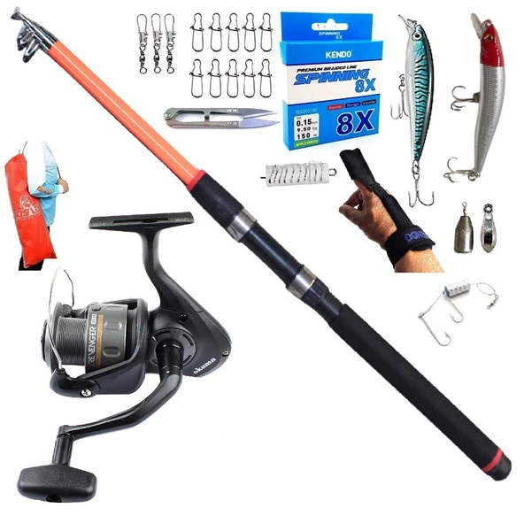 Okuma Revenger Rv-25 210cm 50-150gr Piranha Dolphin Rapala Maket Balık Spin Olta Takımı Seti ürün görseli 1