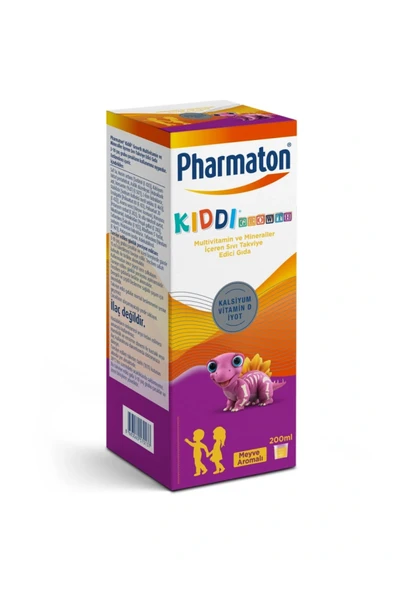 Pharmaton Kiddi Growth Kalsiyum Vitamin D İyot İçeren Takviye Edici Gıda Meyve Aromalı Şurup 200 ml ürün görseli 1