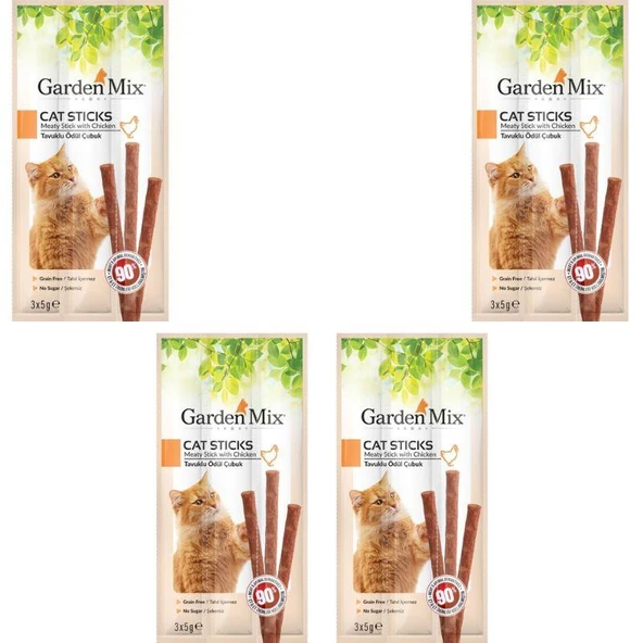 Gardenmix Tavuklu Kedi Stick Ödül 3*5 Gr X 4 Adet ürün görseli 1