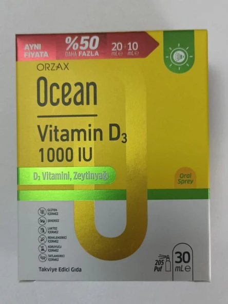 Ocean Vitamin D3 1000IU 20ml+10ml ürün görseli 1