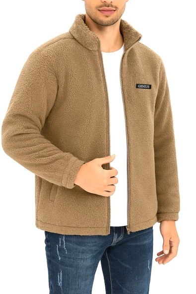 Oversize Peluş Tam Fermuarlı Sweatshirt Peluş İçi Polarlı Sherpa Kumaş Sweatshirt ürün görseli 1