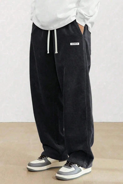 GENIUS Erkek Pantolon Fitilli Kadife Bol Paça Oversize Pantolon ürün görseli 1