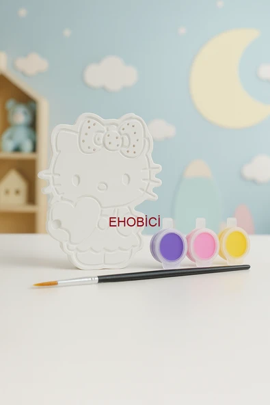 Ehobici Taş Boyama Seti Hello Kitty 3 Renk Akrilik Boya 5ml + Fırça ürün görseli 1