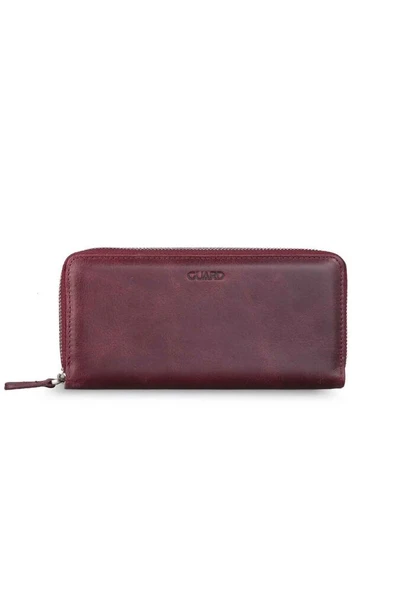 Guard Crazy Bordo Hakiki Deri Çift Fermuarlı El Çantası // GRD260225WT1460 ürün görseli 1