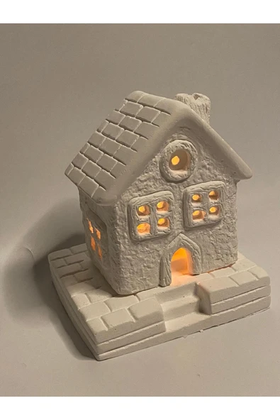 Görke Tasarım Tealight Mumlu Ev Mumluk Dekoratif Beton Mumluk Yılbaşı Ev Mumluk ürün görseli 1