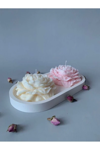 Eyza accessories Şakayık Model Şık 2 Li Tabaklı Mum ürün görseli 1