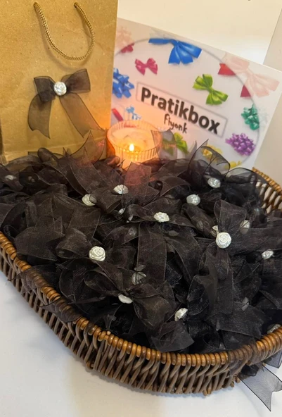 Orta Boy Fiyonk 2cm Tül/ Siyah Çiçek Yarım Inci /50 Adet 1 Pratikbox Orta Boy Fiyonk 2cm Tül/ Siyah Çiçek Yarım Inci /50 Adet ürün görseli 1