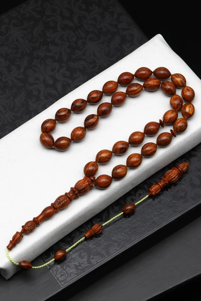 Selamet Şeker Cocobolo Ağacı Tesbih 9 x 12 mm Beyzi Kesim - TGMS-4 ürün görseli 1