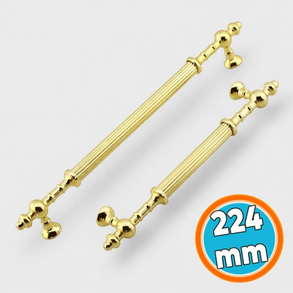 Mobilya Çekmece Mutfak Dolabı Dolap Kulpları Kulbu Kulpu Altın Gold Metal Kulp 224 mm- 22.4 cm ürün görseli 1