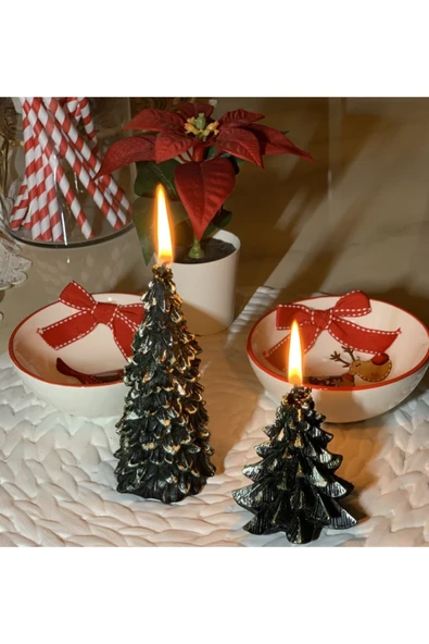 Taştan home BY NESE VE MAXİTRENDY MAĞAZASI 2’li Çam Ağacı Mum Seti Yılbaşı Konsept Dekoratif Mum ürün görseli 1
