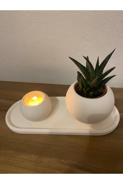 Görke Tasarım Beton Saksı ve Mumluk Set ürün görseli 1