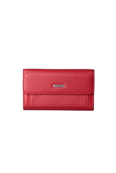 Guard Kırmızı Hakiki Deri Çıt Çıtlı Kadın Cüzdan // GRD260226WT1681 ürün görseli 1