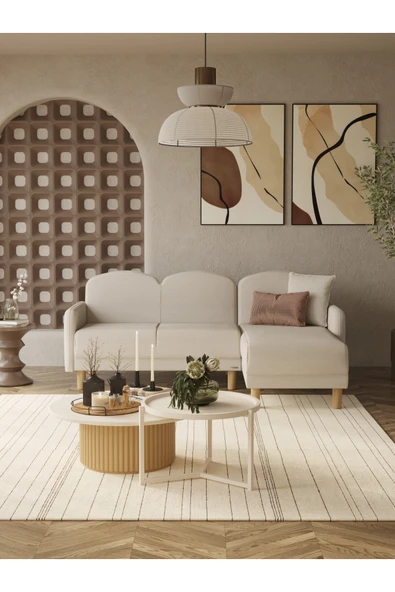 Modalife Bohem Köşe Takımı, İskandinav L Koltuk, Modern Köşe Koltuk, Uzanmalı, Yataklı Sandıklı ürün görseli 1