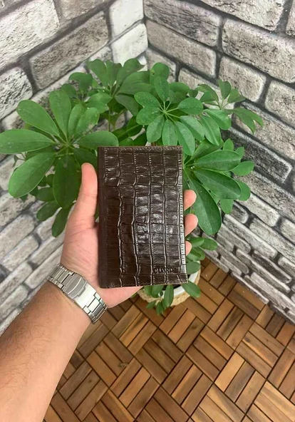 Guard Kahverengi Hakiki Deri Croco Pasaport Kılıfı // GRD260225WT1321 ürün görseli 1