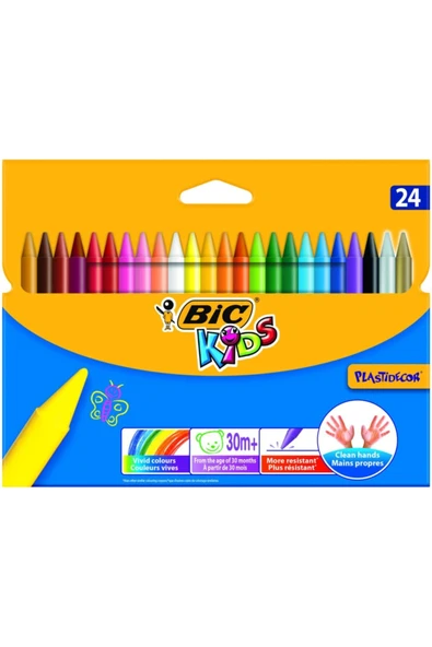 Bic Kids Plastidecor Elleri Kirletmeyen Pastel Mum Boya 24 Renk ürün görseli 1