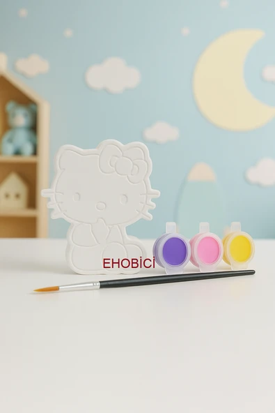 Ehobici Taş Boyama Seti Hello Kitty 3 Renk Akrilik Boya 5ml + Fırça ürün görseli 1