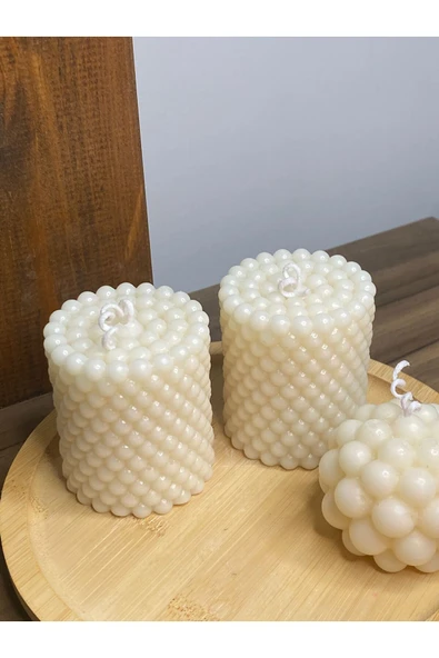 Görke Tasarım Bubble Silindir ve Bubble Yuvarlak Mum - Resim 4