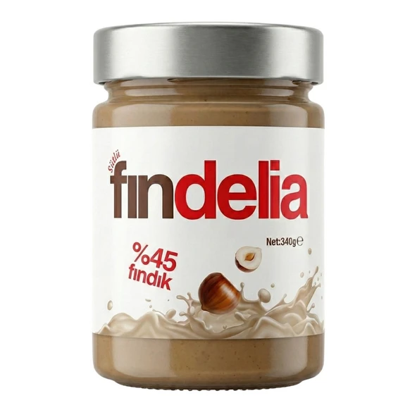 Findelia %45 Fındıklı Sütlü Krema 340 Gr - Parçacıklı Yoğun Fındık Tadı ürün görseli 1