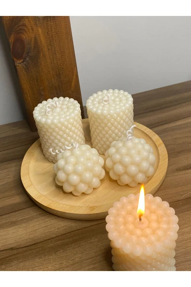 Görke Tasarım Bubble Silindir ve Bubble Yuvarlak Mum - Resim 2