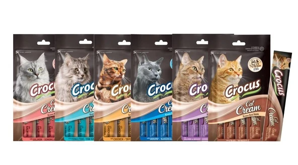 Crocus 6 Çeşit Karışık Krema Kedi Ödülü 4x15gr  6 Paket ürün görseli 1