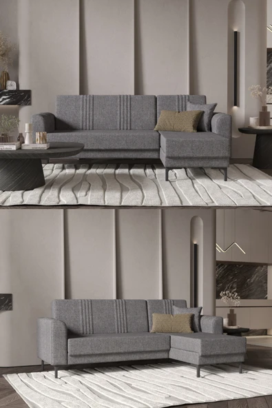 Modalife Rio Köşe Takımı Salon&oturma Odası Açılır Yataklı Bazalı - Gri ürün görseli 1
