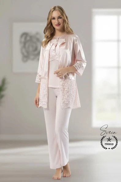 #Pijama Pudra Penye Kadın Pijama Takımı Rahat Ev Giyim Günlük ve Çeyizlik Nefes Alabilen Yumuşak ürün görseli 1