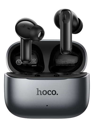 Hoco. EQ27 Fun Aktif Gürültü Engelleyici Özellikli Yapay Zeka Destekli Bluetooth 5.4 Kablosuz TWS Kulaklık  – Gri ürün görseli 1