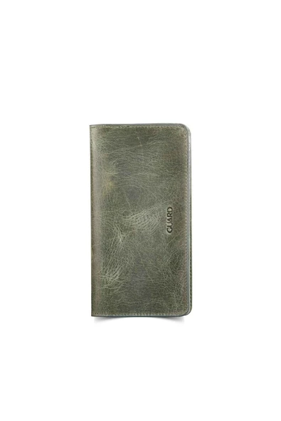 Guard Haki Yeşil Hakiki Deri Telefon Girişli Unisex Portföy Cüzdan // GRD260205WT813 ürün görseli 1