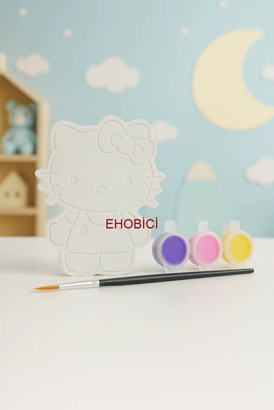 Ehobici Taş Boyama Seti Hello Kitty 3 Renk Akrilik Boya 5ml + Fırça ürün görseli 1