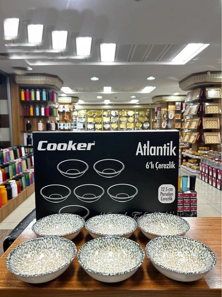 Cooker Porselen 12.5cm Atlantik Çerezlik Kase 6'lı ürün görseli 1