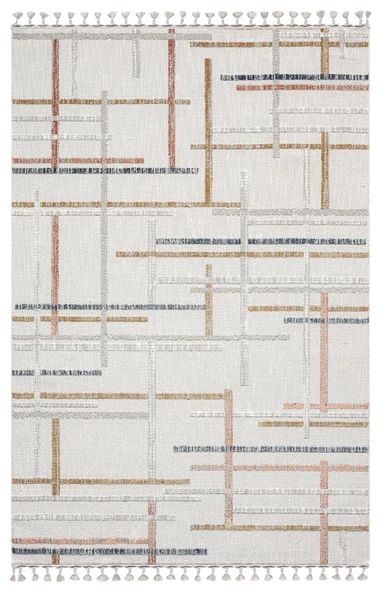 Sümer Sm011a Krem Rengi Halı Renkli Geometrik Desenli Dekoratif Modern Antialerjik Salon Halısı 160 X 230 RENKLI ürün görseli 1