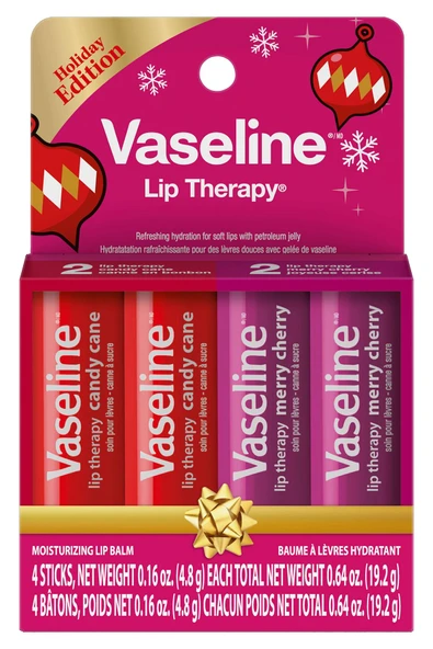 Vaseline Lip Therapy Holiday Edition Nemlendirici Dudak Bakım Stick Seti 4x4.8GR ürün görseli 1