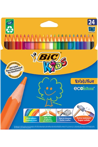Bic Kuru Boya Kalemi Unisex Çocuk Kids Evolution 24 Renk ürün görseli 1
