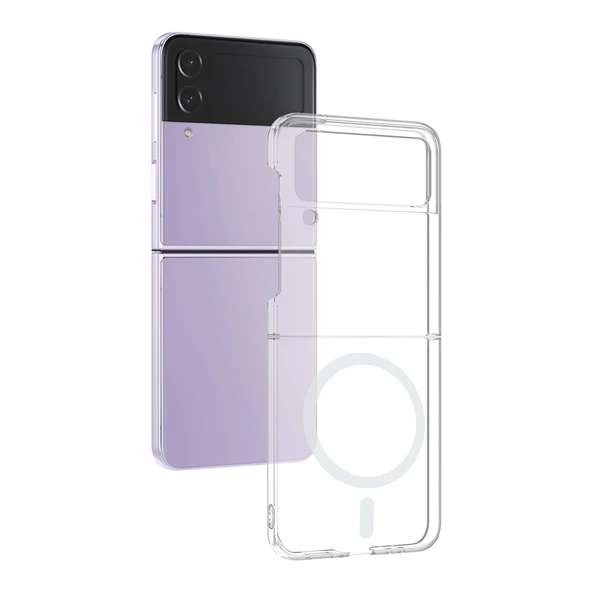 Galaxy Z Flip 4 Kılıf Kamera Korumalı MagSafe Şarj Özellikli Lüx Şeffaf London Silikon Kapak ürün görseli 1