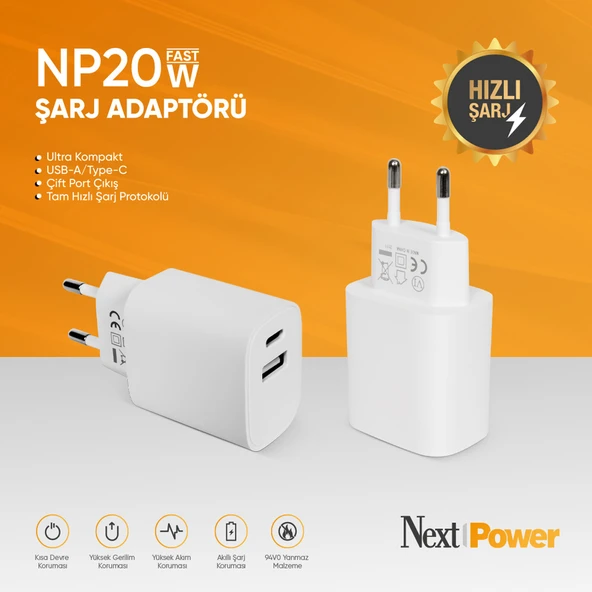 NextPower NP20W USB Hızlı Şarj Adaptörü, Cihazı ürün görseli 1