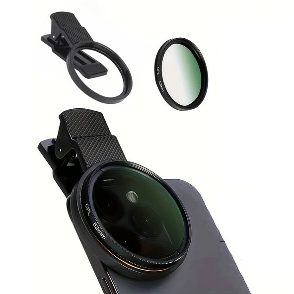 52mm Ultra Clear CPL Polarize Filtre Klipsli Telefon Lens Yansıma Azaltıcı ürün görseli 1