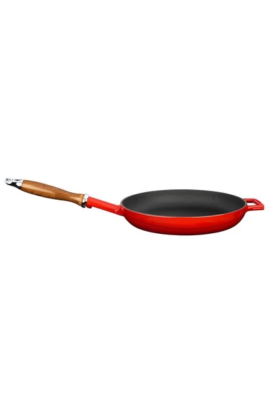Lava Döküm Yuvarlak Kızartma Tavası Döküm Demir Ve Ahşap Saplı Çap(Ø)28cm. Teşhir ürün görseli 1