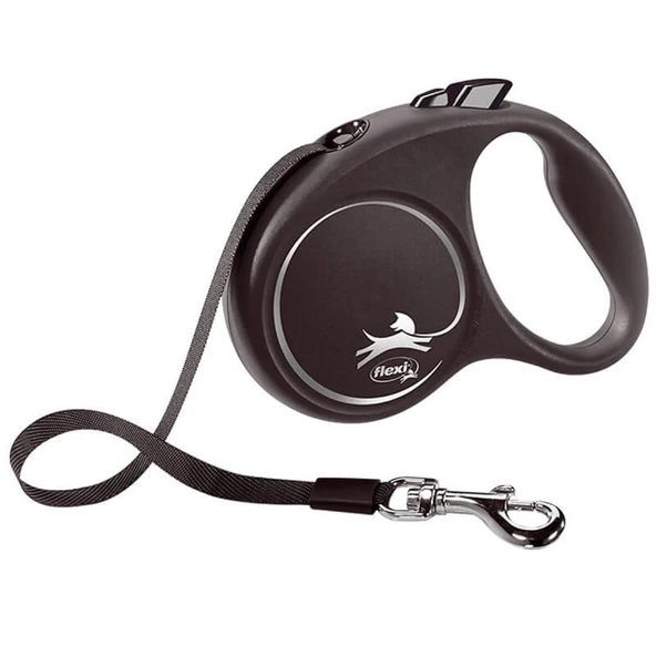 Flexi Black Design Otomatik Siyah Şerit Köpek Gezdirme Tasması Small 5 Metre ürün görseli 1