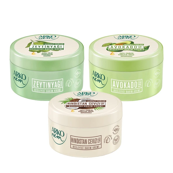 Arko Nem Değerli Yağlar Bakım Krem 250 ml 3 lü Karma Set ürün görseli 1