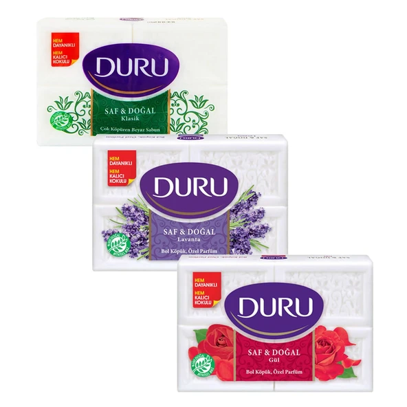 Duru Kalıp Sabun 600 gr (4x150) Klasik-Gül-Lavanta 3 lü Karma Paket ürün görseli 1