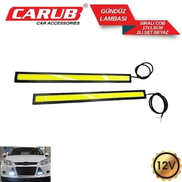 CARUB LAMBA GÜNDÜZ 12V SIRALI COB 17×1.5CM 2Lİ BEY ürün görseli 1